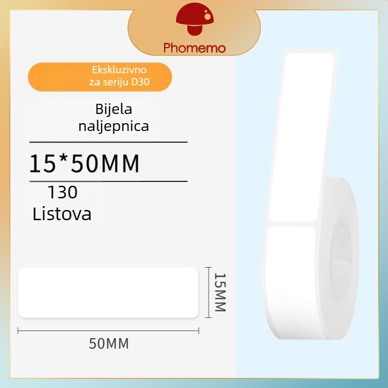 Phomemo D30 pisač etiketa - prozirni termalni papir za etikete, samoljepljive naljepnice za imena, 3 role