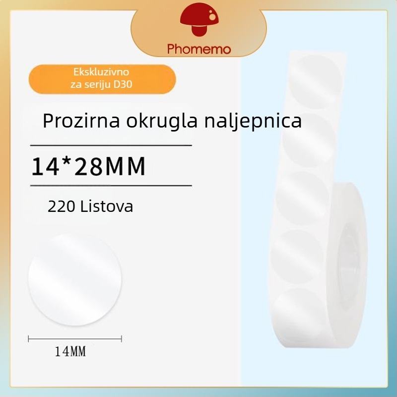 Phomemo D30 pisač etiketa - prozirni termalni papir za etikete, samoljepljive naljepnice za imena, 3 role