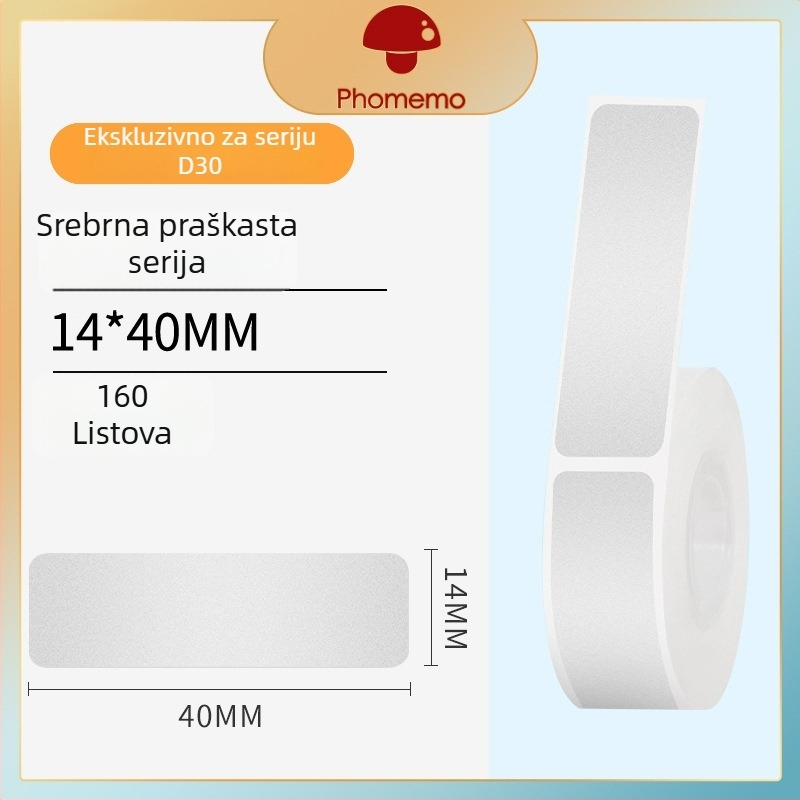 Phomemo D30 pisač etiketa - prozirni termalni papir za etikete, samoljepljive naljepnice za imena, 3 role