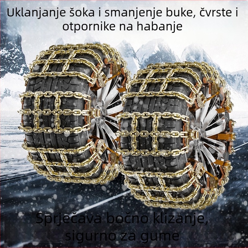 Čelični lanac za snijeg s mrežastim tipom, univerzalna zimska za auta; nužni lanac za vozila; odgovara gumama 165–275; težina 1 kg; model Grid