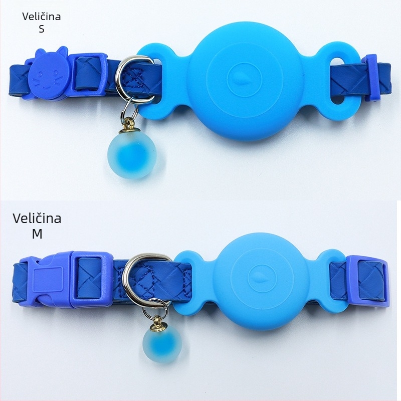 Kutija za locator AirTag na ogrlicu za kućne ljubimce - vodootporan silikon kućica, PU koža tkana, praćenje mačke, sprječavanje gubitka