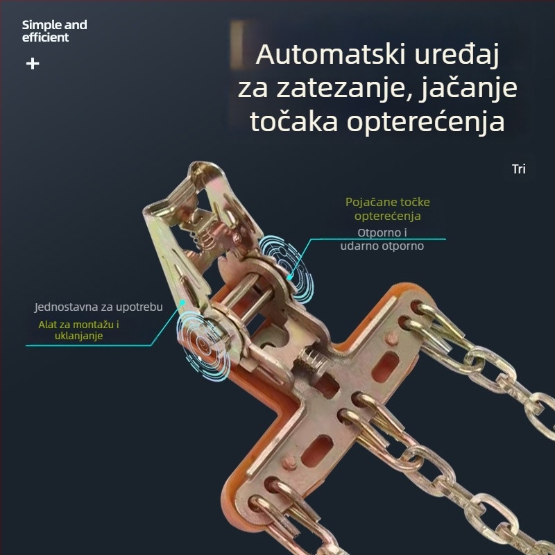 Auto lanca protiv sklizavosti za gume, Tian Grid model, čelik, 6–8 kg, za osebna vozila i SUV