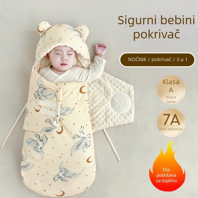 Dječji spavaći vreća za novorođenčad — debeli jesen-zima, čista pamuk, integrirana spavaća vreća