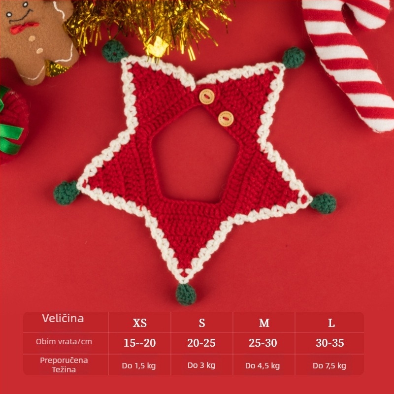 Ogrlica-šal za kućne ljubimce – mačke i psi – karikatura uzorak, ručno kukičano, akrilni materijal, četiri sezone, izvezeni detalji