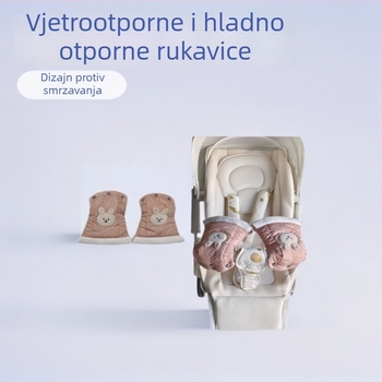 Topla vreća za dječji kolica s integriranim rukavicama, otporna na vjetar, poliester materijal, punilo vlakna, japanski stil