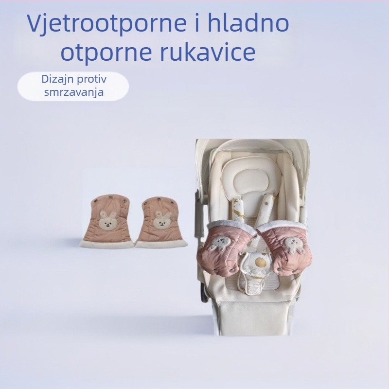 Topla vreća za dječji kolica s integriranim rukavicama, otporna na vjetar, poliester materijal, punilo vlakna, japanski stil