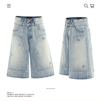 Unisex denim šorc s labavim krojem, distressed dizajn, pamuk, ljeto