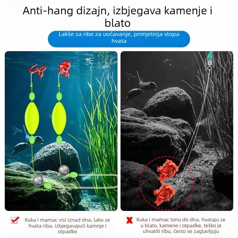 Eksplozivna udica s dvostrukim udicama za europskog karpa — morsko ribolovno oprema