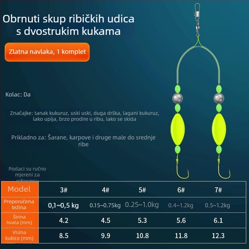 Eksplozivna udica s dvostrukim udicama za europskog karpa — morsko ribolovno oprema