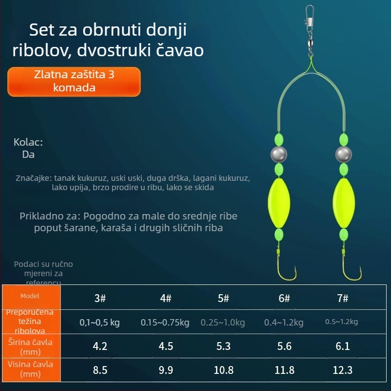 Eksplozivna udica s dvostrukim udicama za europskog karpa — morsko ribolovno oprema