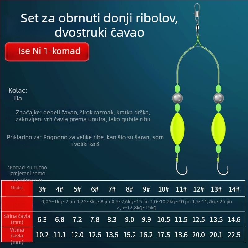 Eksplozivna udica s dvostrukim udicama za europskog karpa — morsko ribolovno oprema