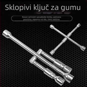 Sklopni križni utični ključ za pneumatike automobila – visoko ugljično čelika