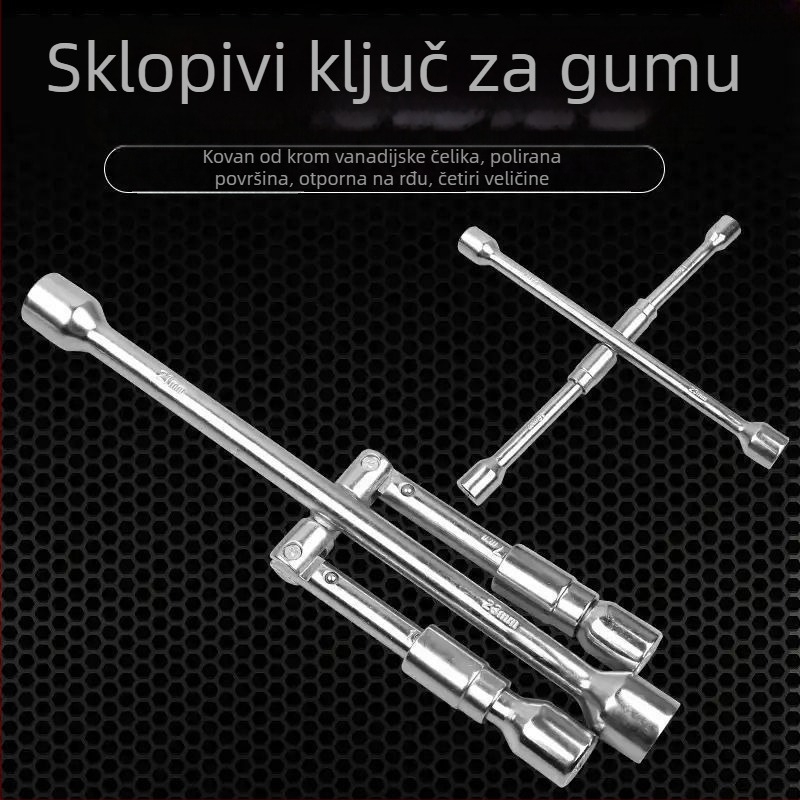 Sklopni križni utični ključ za pneumatike automobila – visoko ugljično čelika