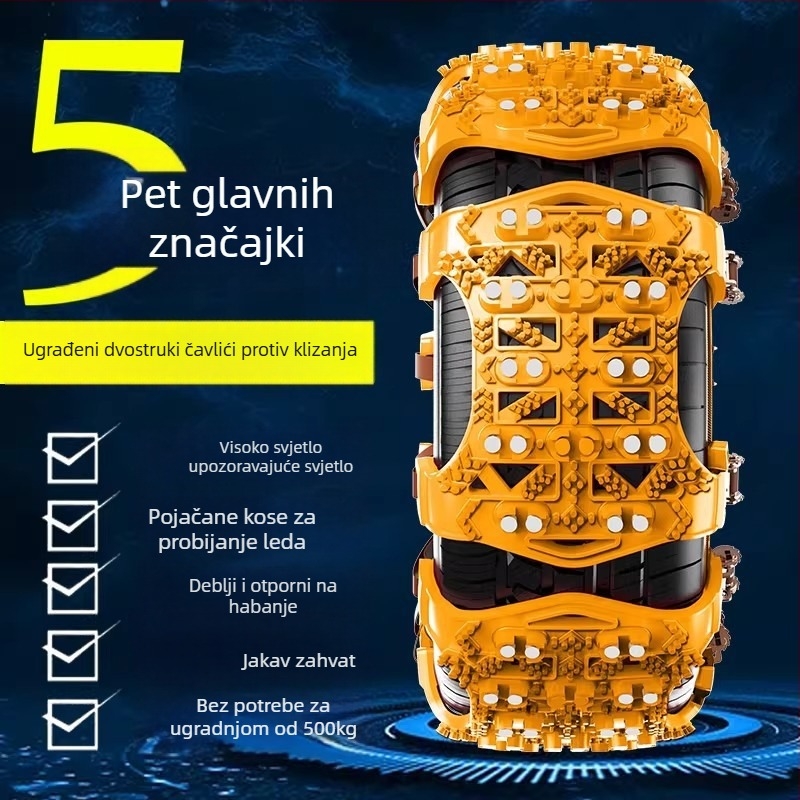 Zimska anti-klizna lanac za automobile i SUV, univerzalna prilagodba, automatsko napinjanje, ne šteti gumama