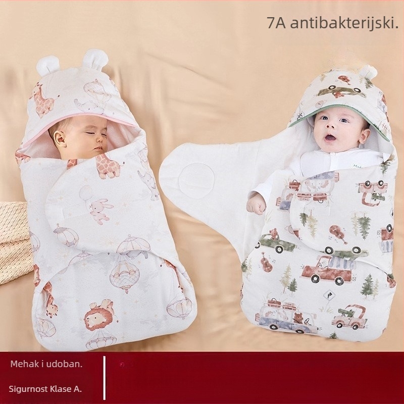 Vreća za novorođenčad za spavanje s omatanjem, 100% pamuk, do 0,5 kg, crtani stil, mogućnost prilagodbe