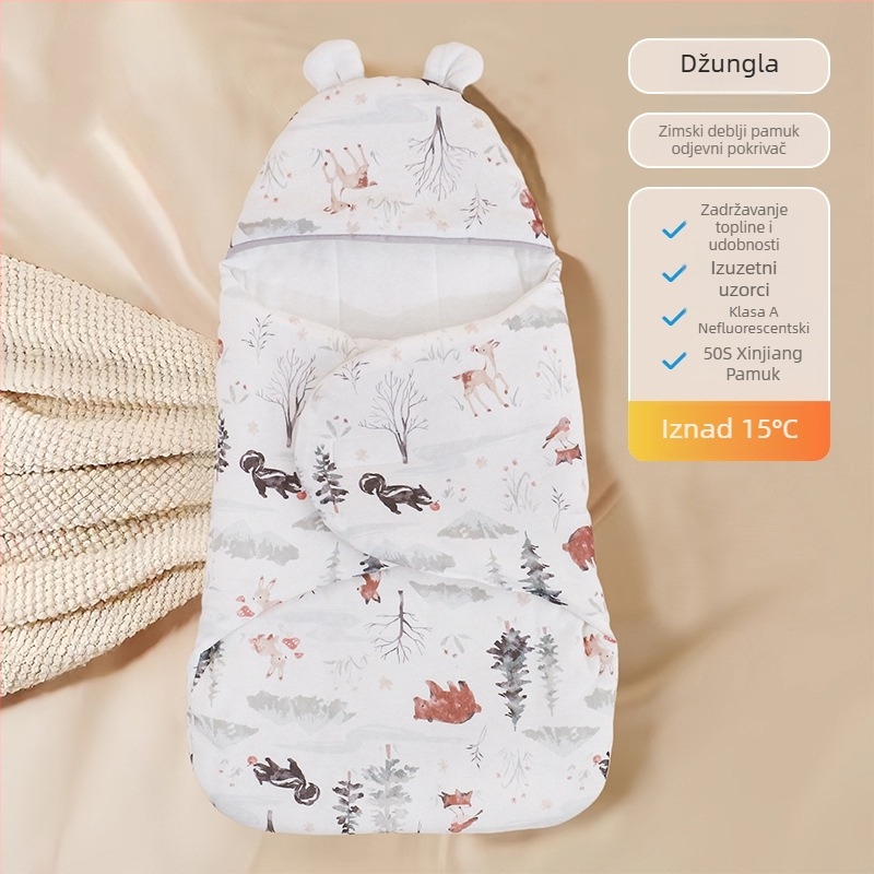 Vreća za novorođenčad za spavanje s omatanjem, 100% pamuk, do 0,5 kg, crtani stil, mogućnost prilagodbe