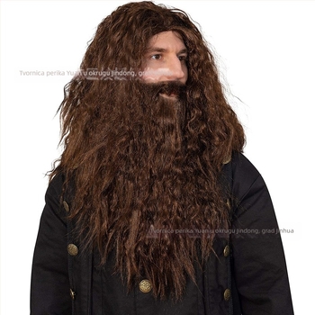 Cosplay set: Gandalf perika i brada, sivi čarobnjak, duga PET kosa, perika s mehaničkim sustavom, nije dopušteno bojiti ili uvijati, marka JY