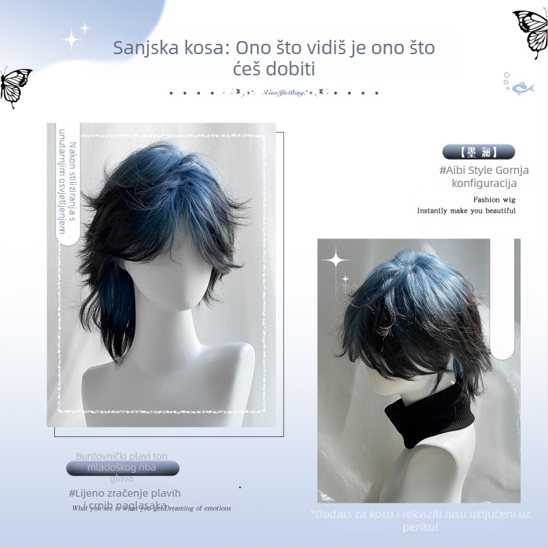 Perika, mullet stil, vlakna otporna na visoke temperature, mehanička obrada, model 551