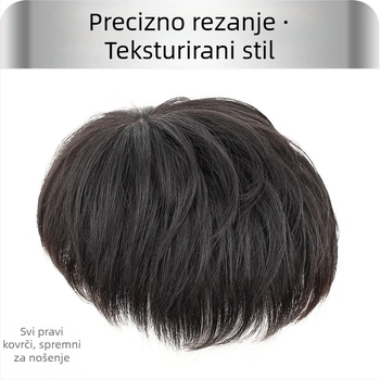 Muška kratka teksturirana perika za prekrivanje sijede i povećanje volumena, ljudska kosa, može se bojiti i fenirati