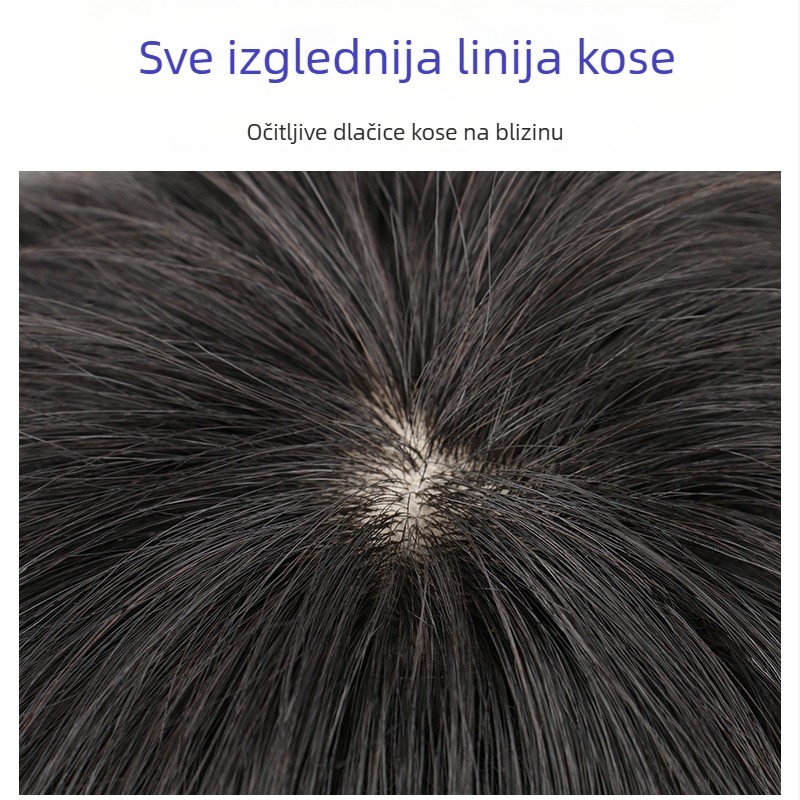 Muška kratka teksturirana perika za prekrivanje sijede i povećanje volumena, ljudska kosa, može se bojiti i fenirati