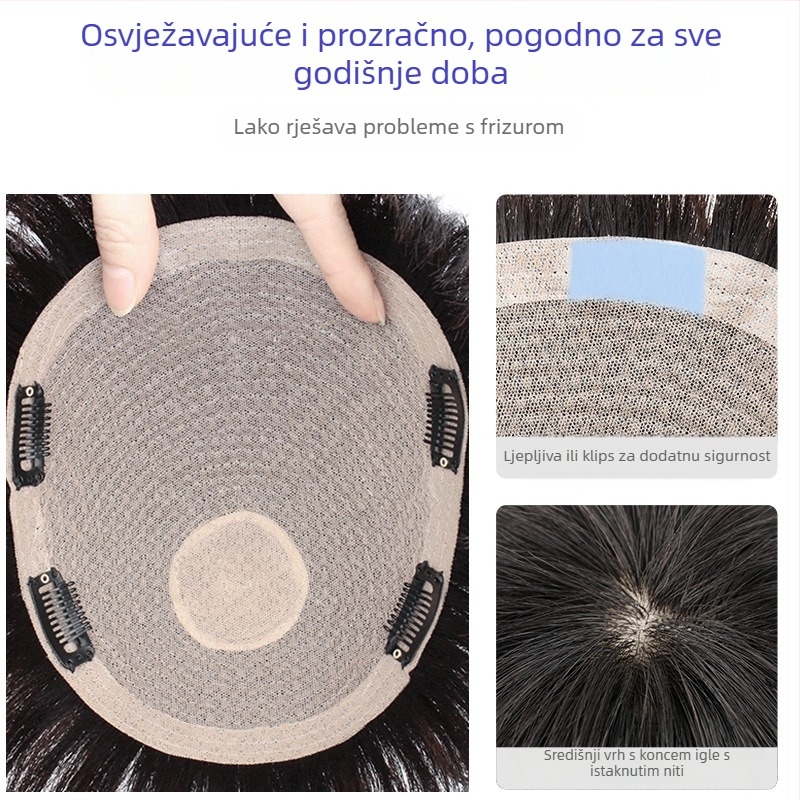 Muška kratka teksturirana perika za prekrivanje sijede i povećanje volumena, ljudska kosa, može se bojiti i fenirati