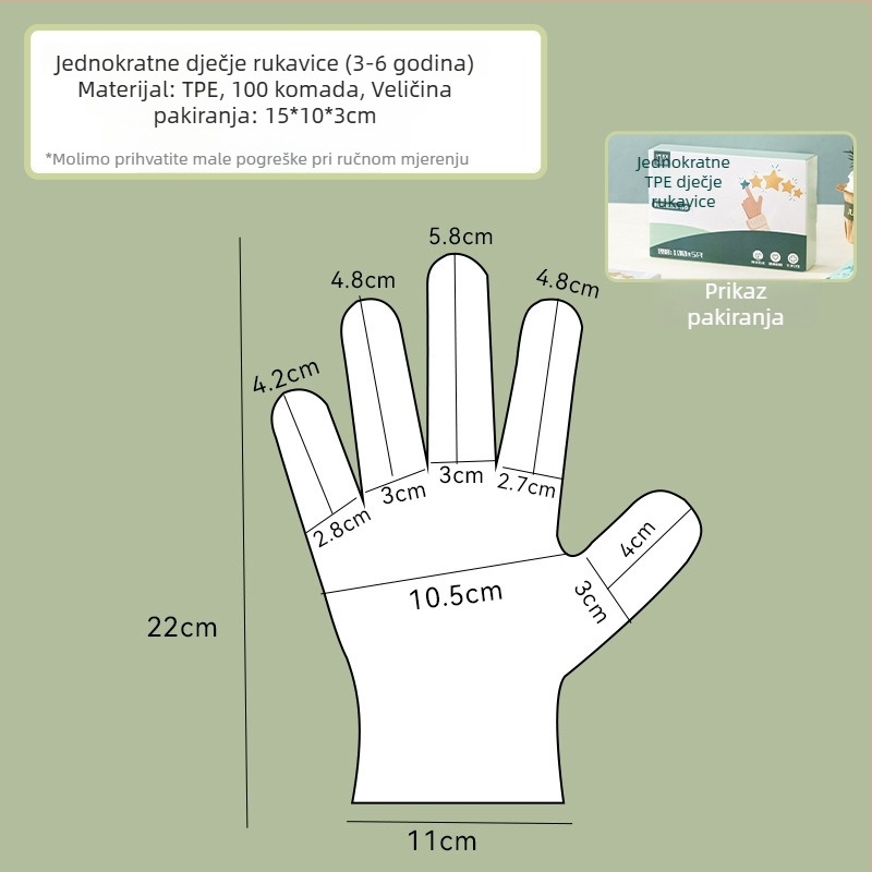 Jednokratne TPE rukavice, prehrambene kvalitete, vodootporne, protuklizne, prozirne, tanke 0,05–0,1 mm (za catering, kuhinju i kućnu upotrebu)
