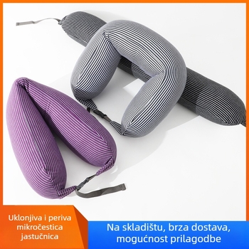 U-oblika putnički jastuk za vrat s punjenjem od čestica pjene, lagan, japanskog stila, modernog minimalističkog dizajna