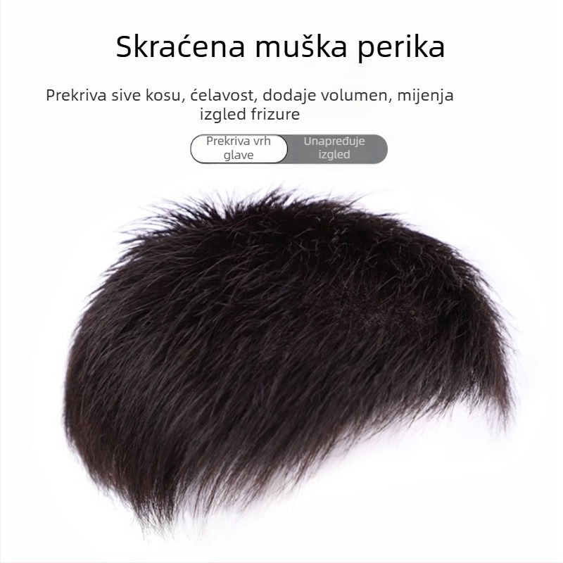 Muška kratka perika od pravih dlaka, blok stil, mehanički postupak