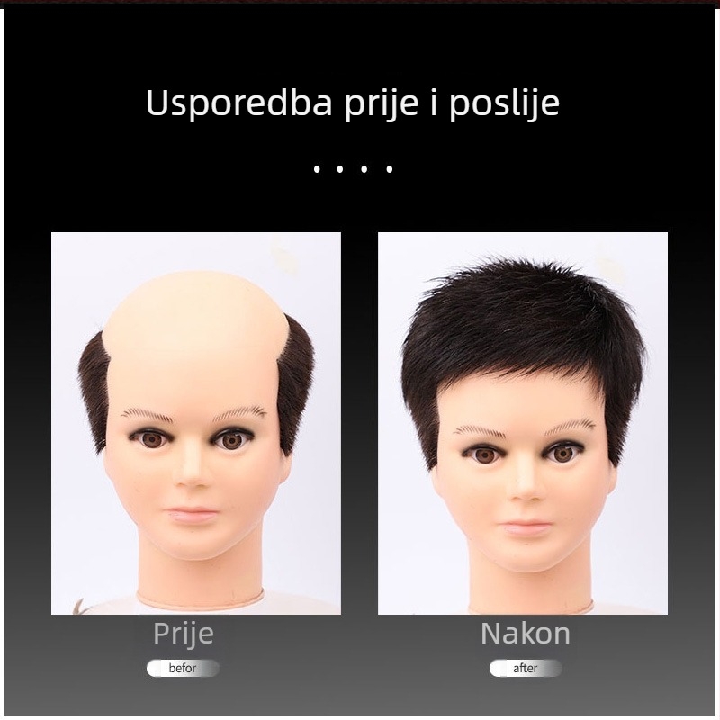 Muška kratka perika od pravih dlaka, blok stil, mehanički postupak