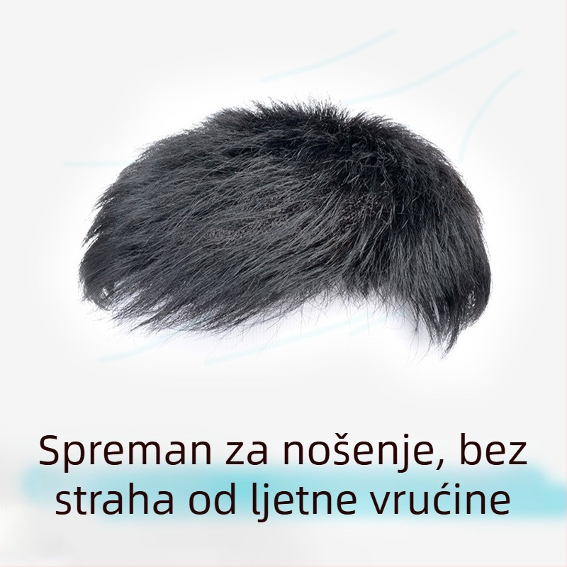 Muška kratka perika od pravih dlaka, blok stil, mehanički postupak