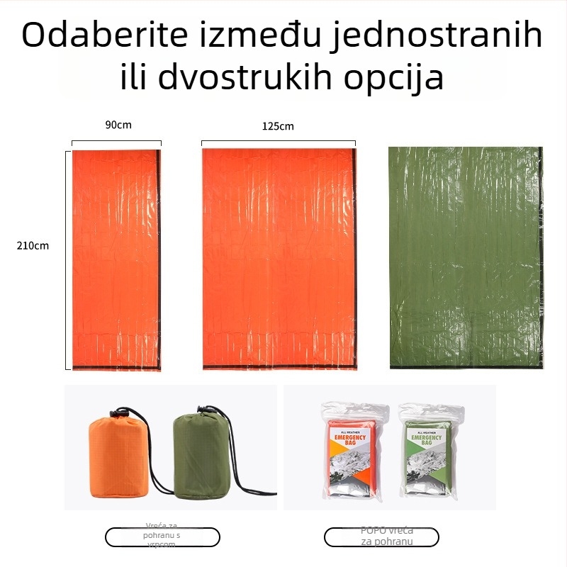 Vreća za spavanje u omotač-stilu, za odrasle, 220 g, PE unutarnja obloga i PE donji materijal
