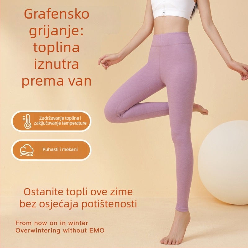 Ženske termalne hlače za jesen-zimu, visoki struk, kontrola trbuha, podizanje stražnjice, kationična tkanina, poliester 90–95%, gustoća 161–180 g/m2, jednostruki sloj