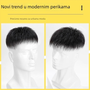 Muška perika kratka kosa, prirodne ljudske vlasi, može se bojiti ili kovrčati, pokriva ćelavost i vrh glave
