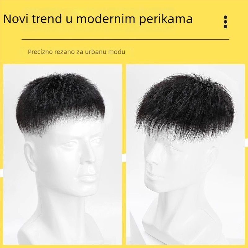 Muška perika kratka kosa, prirodne ljudske vlasi, može se bojiti ili kovrčati, pokriva ćelavost i vrh glave