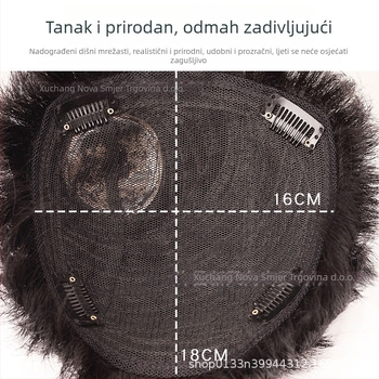 Muški perika vršni blok kose — nevidljivi prednji dio, umjetna kosa, vlakna otporna na visoke temperature, mehanička obrada, Naifei