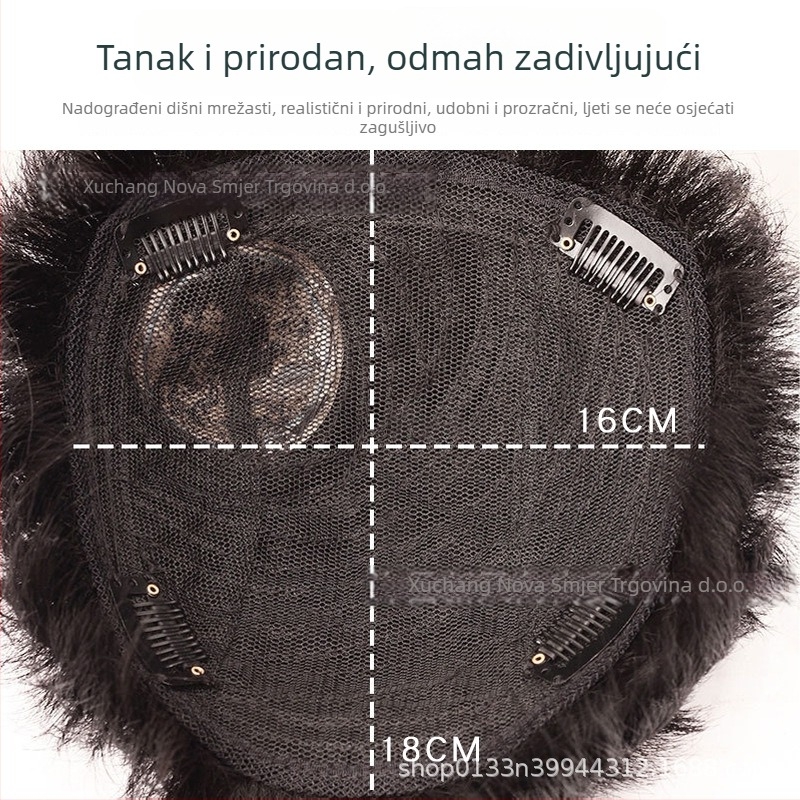 Muški perika vršni blok kose — nevidljivi prednji dio, umjetna kosa, vlakna otporna na visoke temperature, mehanička obrada, Naifei