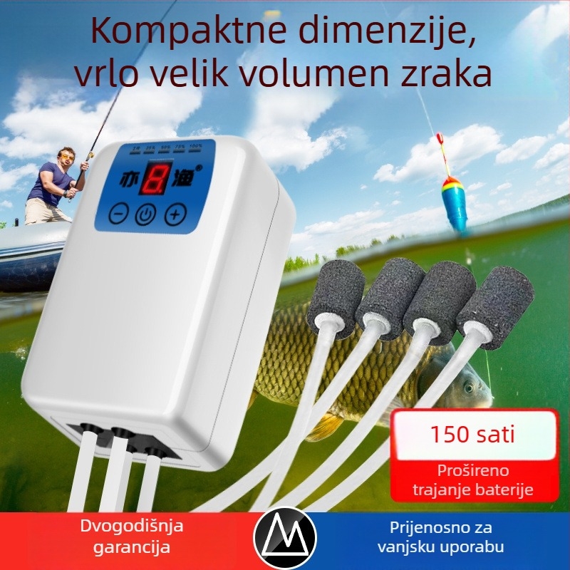USB aerator za akvarij i ribolov, punjiv, prijenosan, pumpa kisika s dvostrukom namjenom