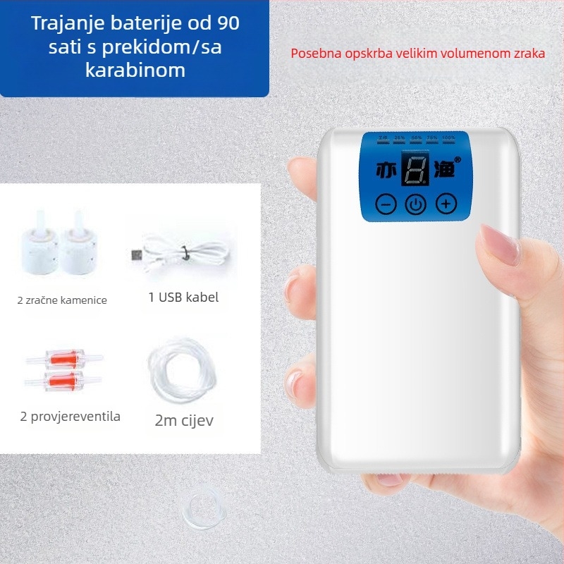USB aerator za akvarij i ribolov, punjiv, prijenosan, pumpa kisika s dvostrukom namjenom