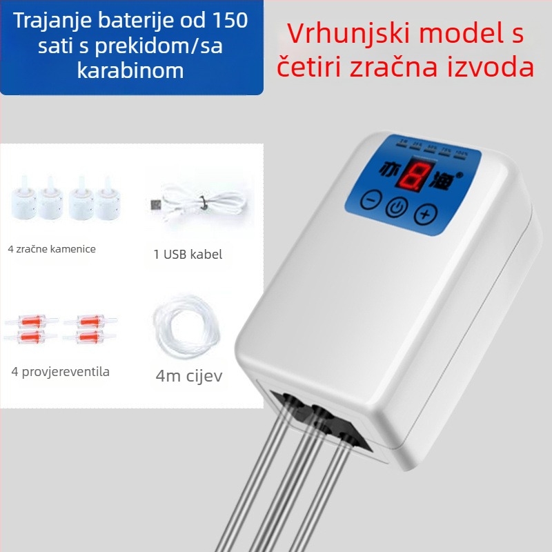 USB aerator za akvarij i ribolov, punjiv, prijenosan, pumpa kisika s dvostrukom namjenom