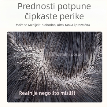 A Beauty Muška perika od pravih ljudskih vlasi, ručno tkanja, prozračna baza, kratka duljina, može se bojati i kovrčati, prekriva sijedu kosu