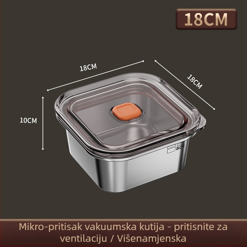 Kutija za ručak od nehrđajućeg čelika, vakuumski izolirana, zatvorena, kvadratnog oblika, prijenosna