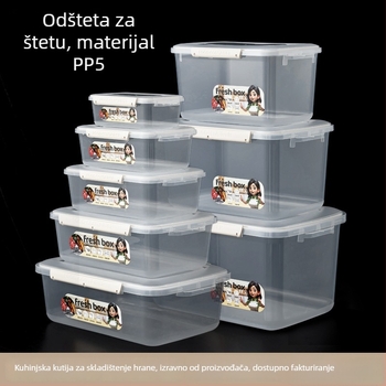 Pravokutna plastična kutija za hranu s poklopcem, pogodna za hladnjak