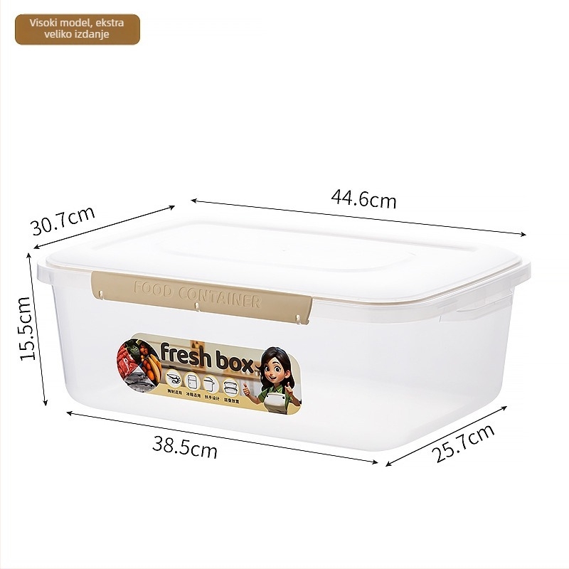 Pravokutna plastična kutija za hranu s poklopcem, pogodna za hladnjak