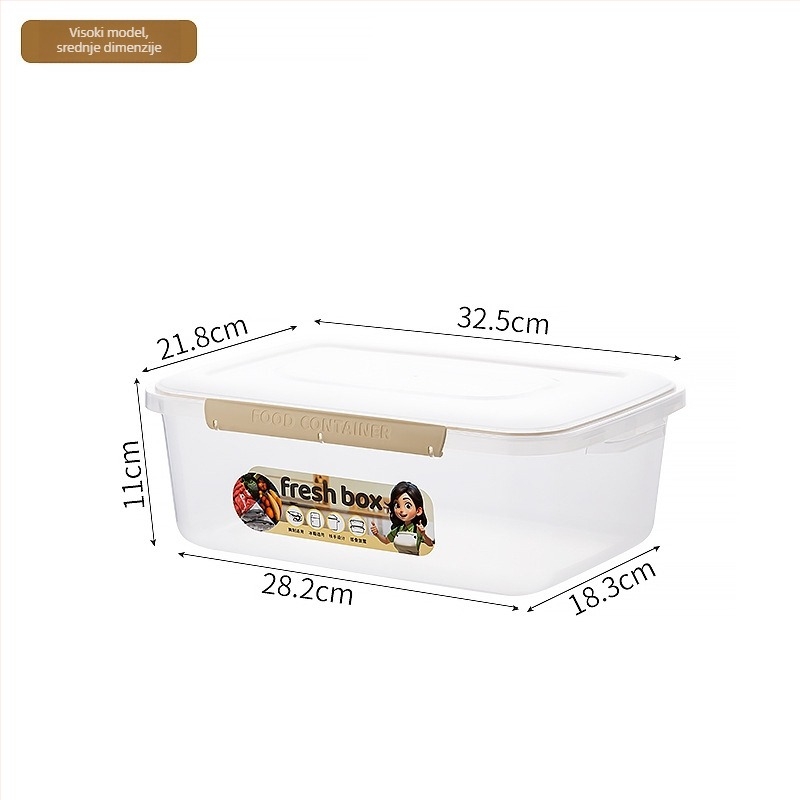 Pravokutna plastična kutija za hranu s poklopcem, pogodna za hladnjak