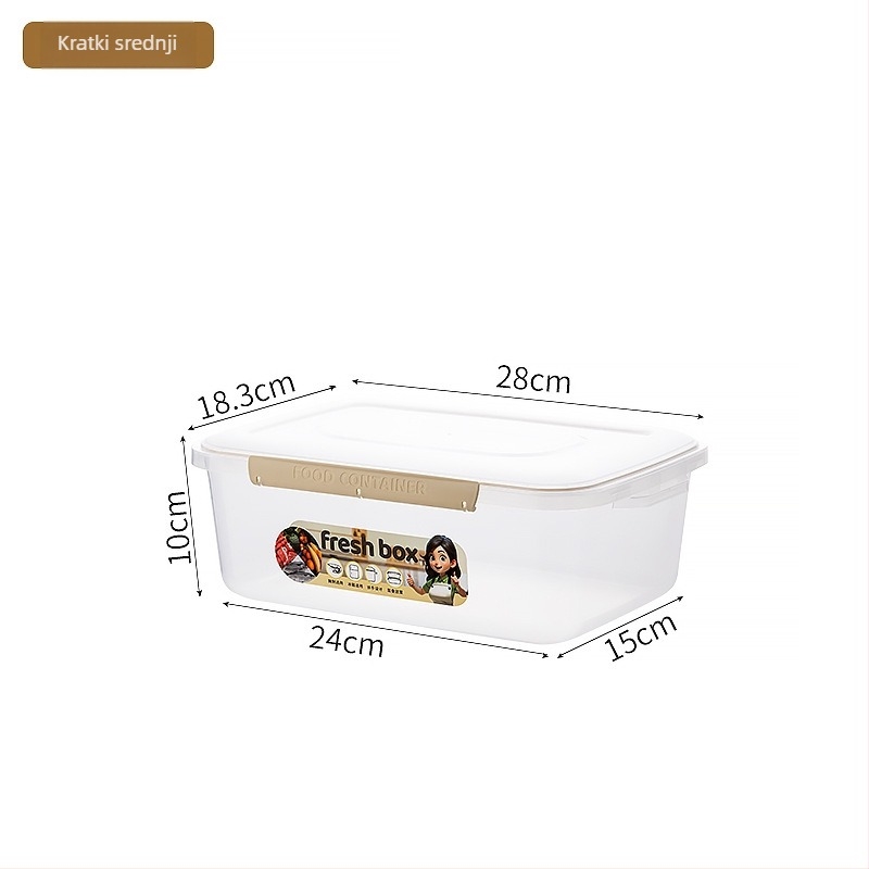 Pravokutna plastična kutija za hranu s poklopcem, pogodna za hladnjak