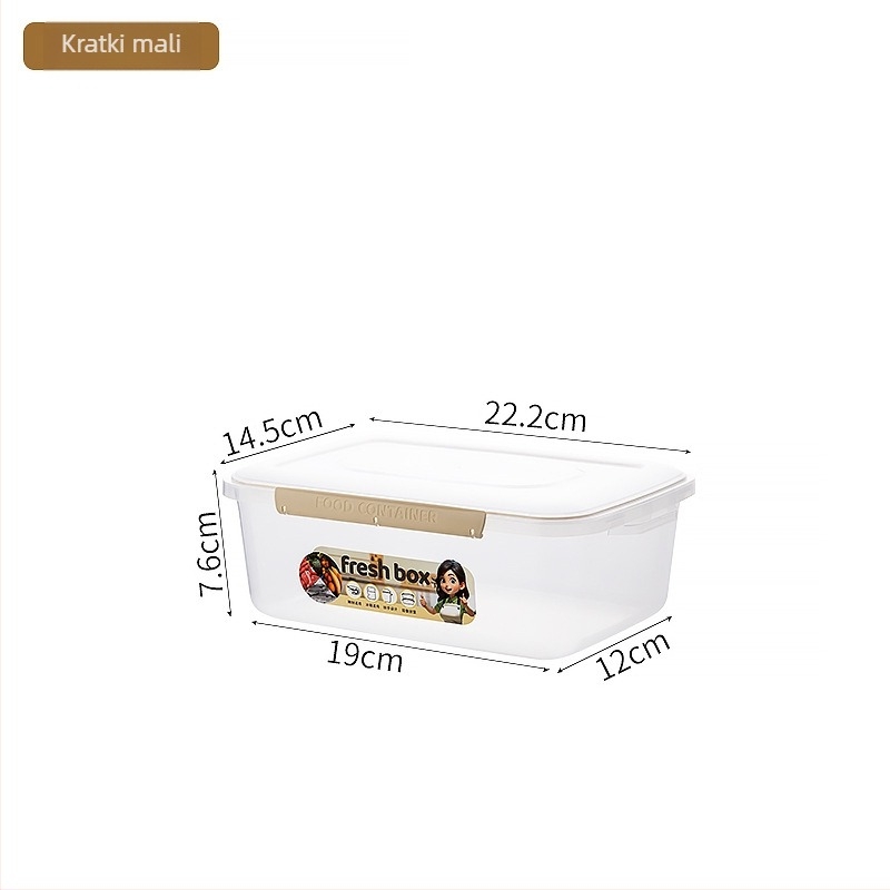 Pravokutna plastična kutija za hranu s poklopcem, pogodna za hladnjak