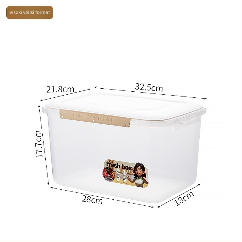 Pravokutna plastična kutija za hranu s poklopcem, pogodna za hladnjak