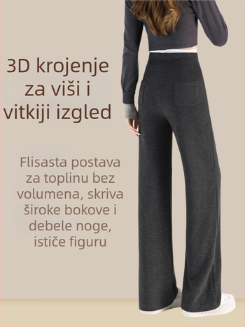 Hlače za trudnice s širokim krojem od viskoze, debeli topli sloj, visoki struk, dugačke, zimska odjeća