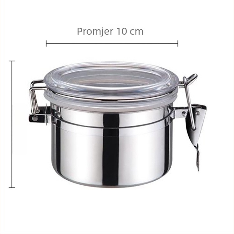 Nerđajući čelik hermetička posuda za skladištenje, okruglog oblika, kapacitet 1–2 L, s tiskanim logom