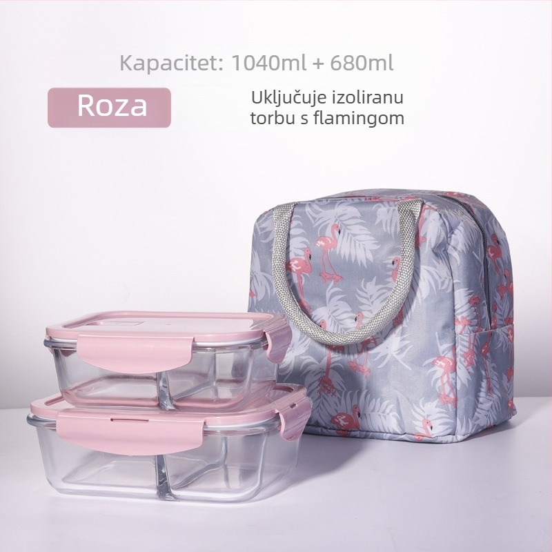 Soaring kutija za obrok od borosilikatnog stakla, četverokutnog oblika, 501–800 ml, prikladna za mikrovalnu, s poklopcem